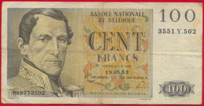 belgique-100-francs-18-5-1953-3502