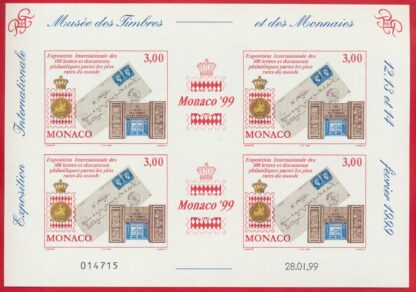 monaco-bloc-expositon-internationale-100-lettres-dcouments-1999