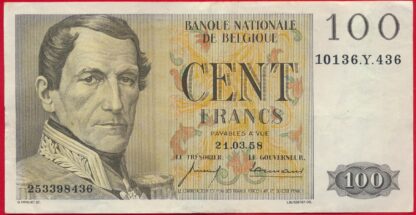 belgique-100-francs-21-3-1958-y436