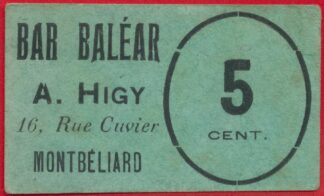 billet-ticket-carton-reims-5 -centimes-bar-balear-higy-montbeliard