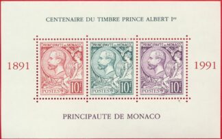 monaco-bloc-centenaire-timbre-prince-albert1991