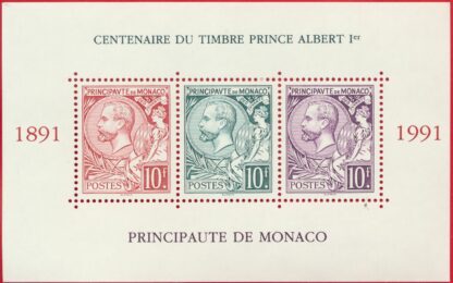 monaco-bloc-centenaire-timbre-prince-albert1991