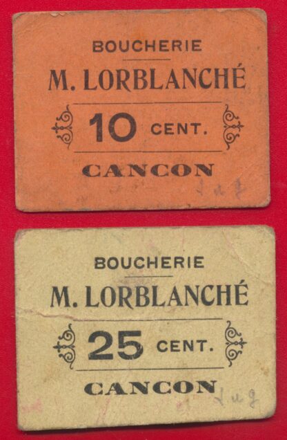 billet-necesstie-ticket-carton-cancon-boucherie-lorblanche-10-cent-25-cent