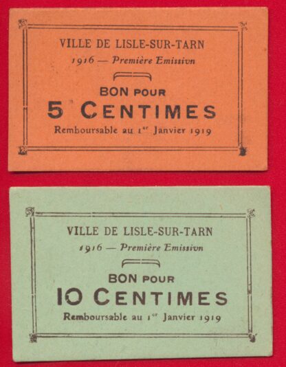 billet-necesstie-ticket-carton-lisle-sur-tarn-5-10-centimes-1916