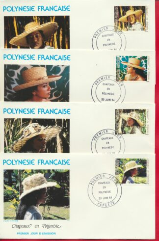 lot-4-enveloppe-1-er-jour-polynesie-francaise-chapeau-1984